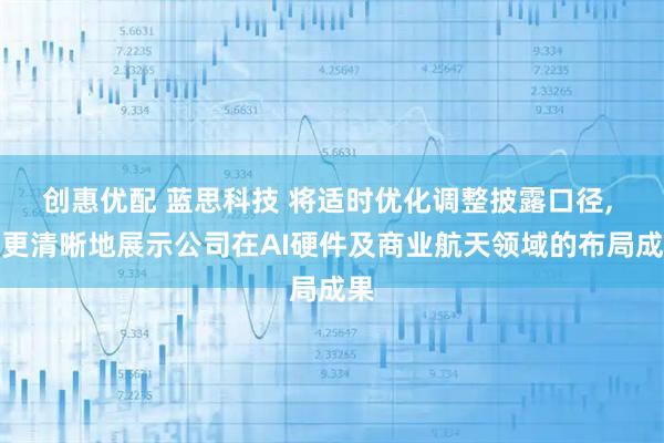 创惠优配 蓝思科技 将适时优化调整披露口径, 以更清晰地展示公司在AI硬件及商业航天领域的布局成果